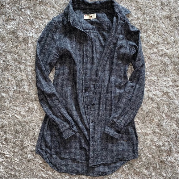 NEW: Grey Long Flannel Shirt - Picture 1 of 3